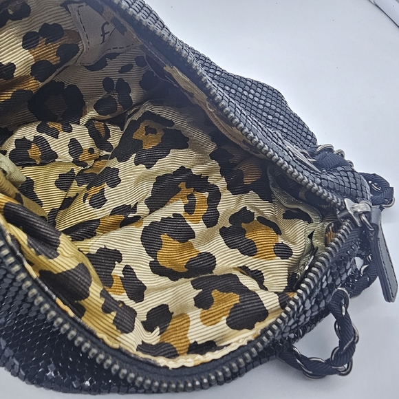 NEW FELIX REY Black Chain Mail Metal Mesh Ruffle Double Handle Evening Bag - Picture 8 of 9